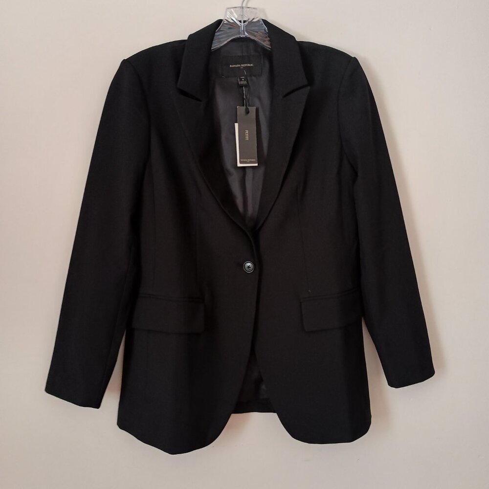 Banana Republic Classic Black Suit Coat with Pockets Women’s NWT Size 4P - Picture 2 of 16
